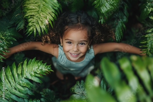 Joyful Child in Lush Greenery: Embracing Nature and Adventure