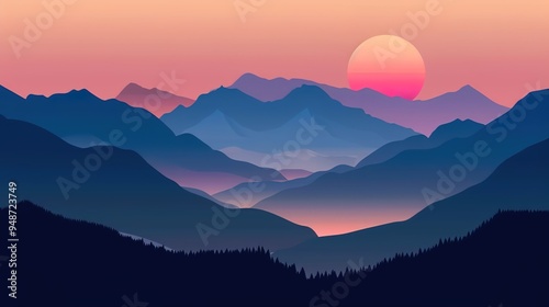 sunset at the mountain wallpaper