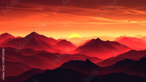 sunset at the mountain wallpaper