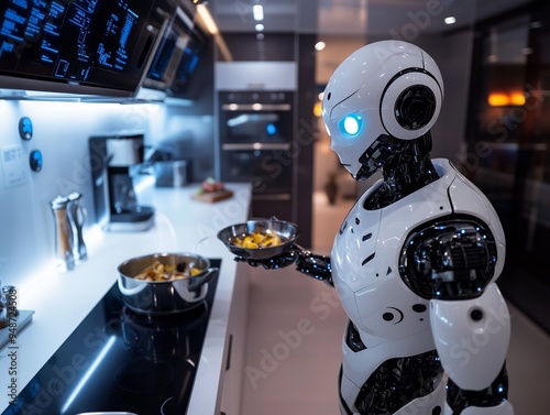 Humanoid Robot Cooking in a High-Tech Kitchen