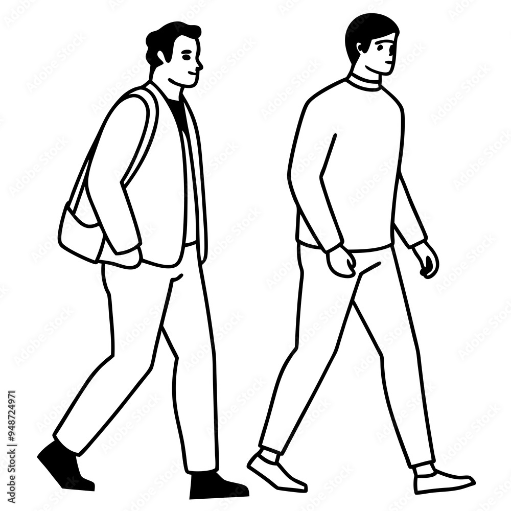 Vector Illustration of Two Men Walking Vector Illustration of Two Men Walking