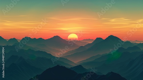 sunset at the mountain wallpaper