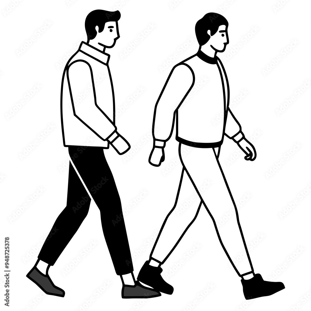 Vector Illustration of Two Men Walking Vector Illustration of Two Men Walking