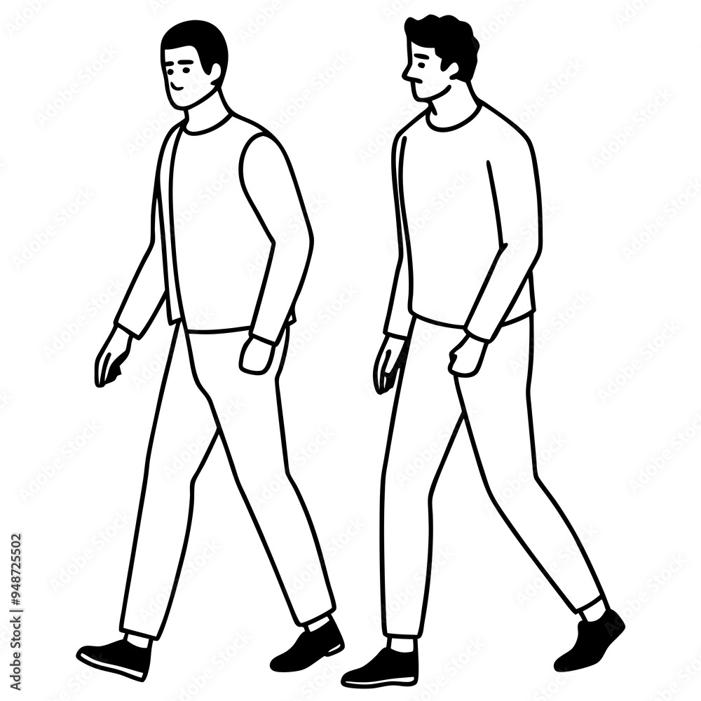 Vector Illustration of Two Men Walking Vector Illustration of Two Men Walking