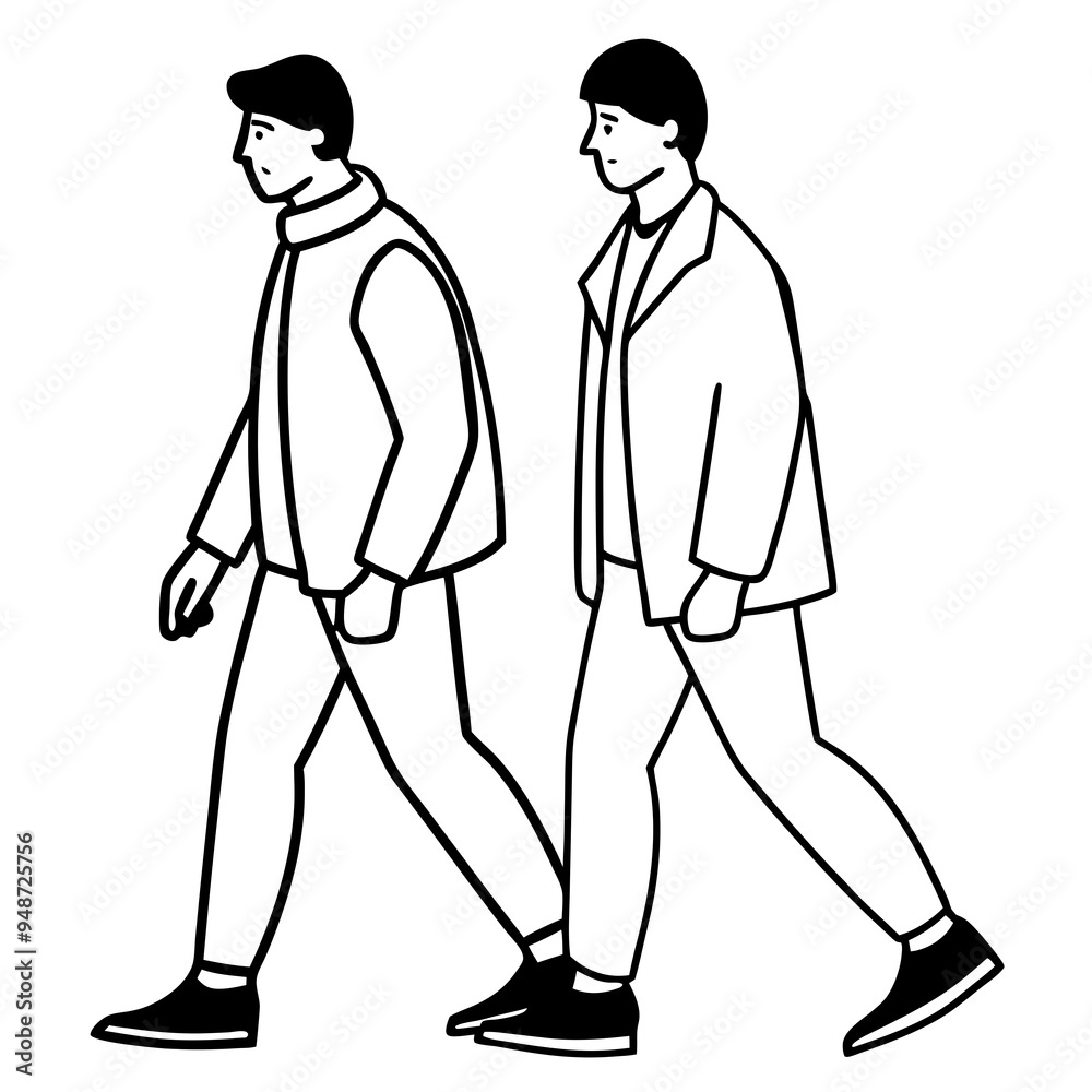 Vector Illustration of Two Men Walking Vector Illustration of Two Men Walking