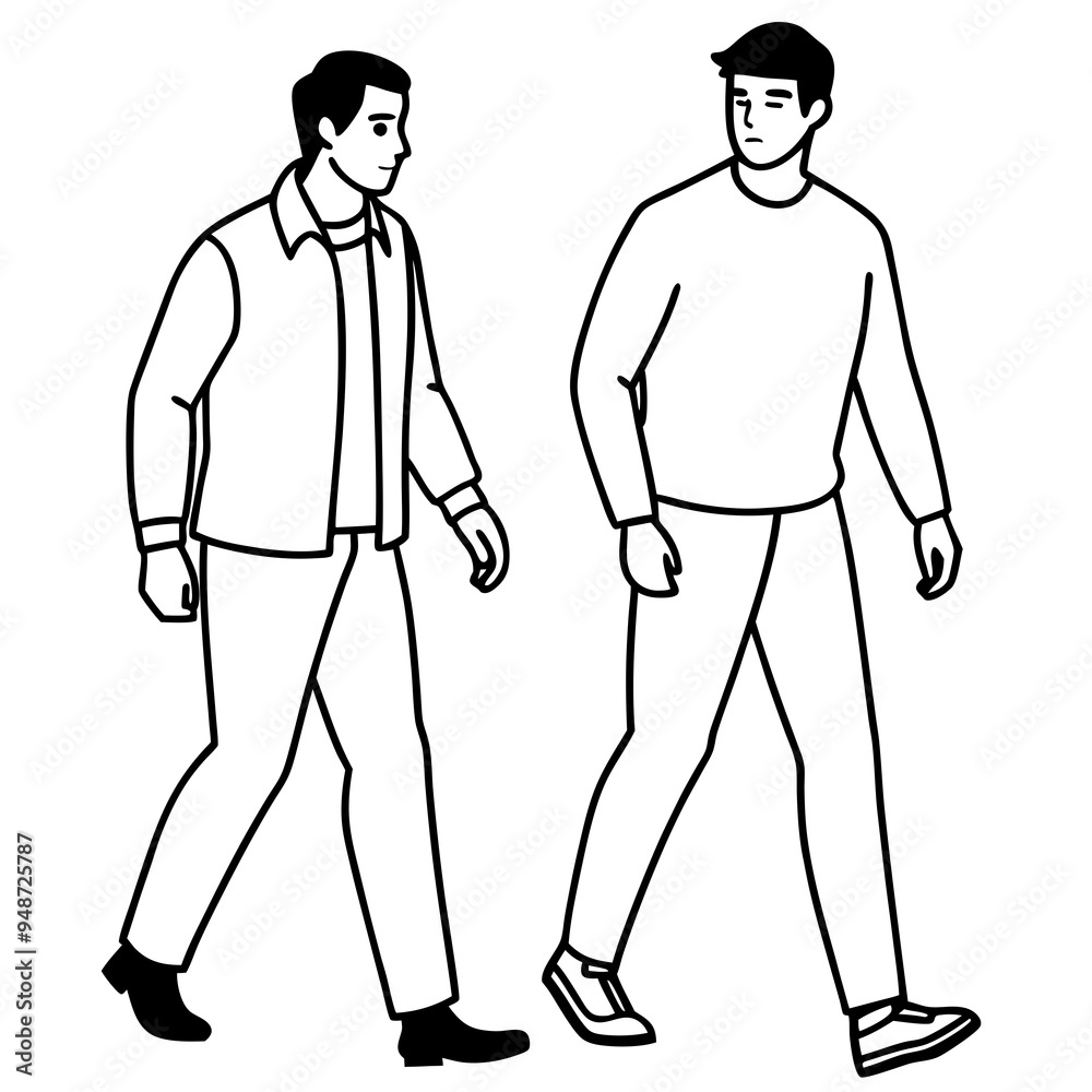 Vector Illustration of Two Men Walking Vector Illustration of Two Men Walking