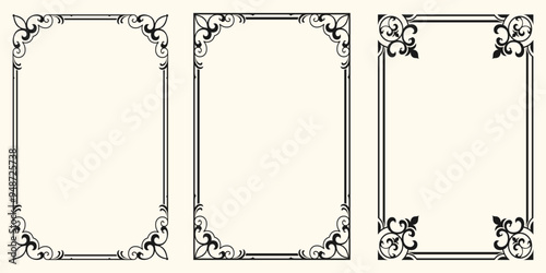Set of decorative frames borders. Eastern style, place for text, Lace illustration Lace illustration invitation and greeting card vector design.