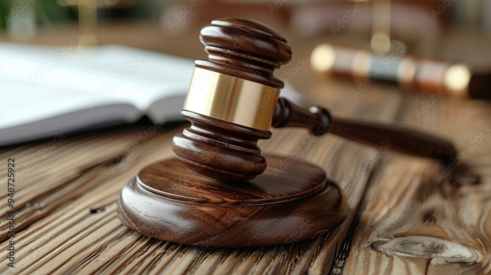 The judge's gavel is placed on the table, the concept of neutrality, correctness. The judge's gavel is placed on the table, the concept of neutrality, correctness.