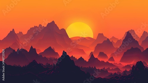 sunset at the mountain wallpaper