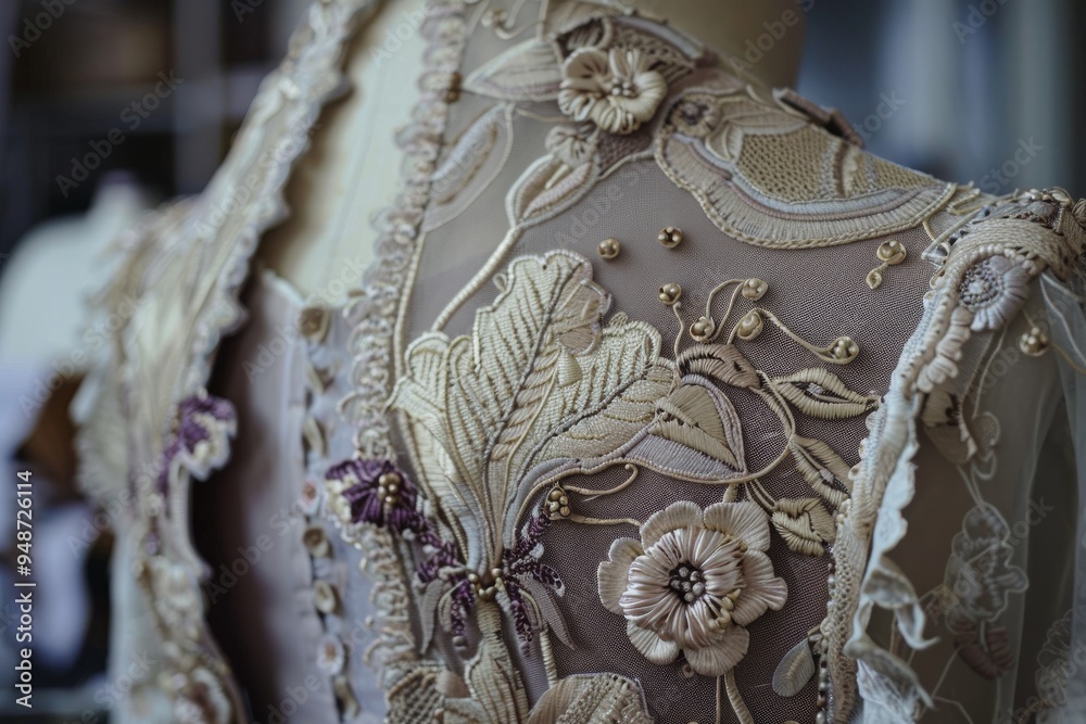 Obraz premium An elegant jacket embellished with gold buttons and intricate embroidery, reflecting sophistication and fine artistry, AI generated