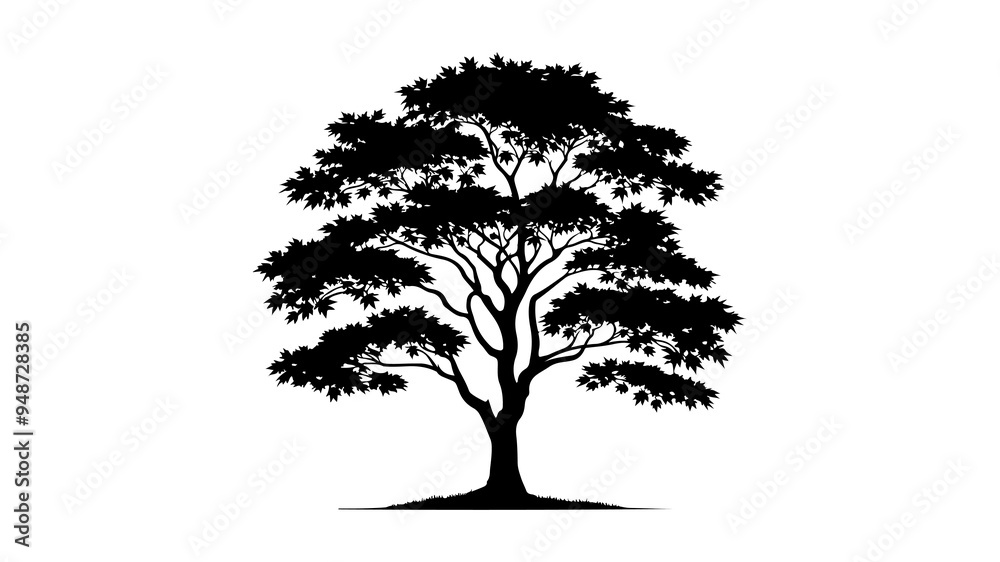Fototapeta premium Maple tree silhouette vector illustration.