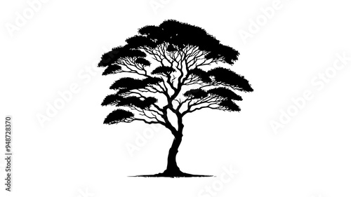 Maple tree silhouette vector illustration.