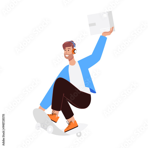 A flat character illustration of deliveryman 

