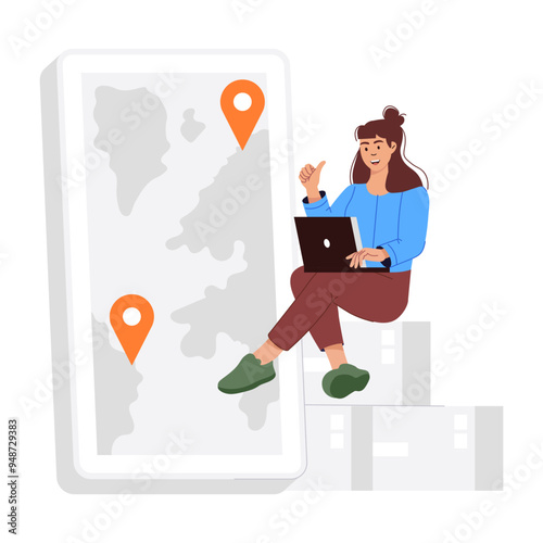 Character based flat illustration of order tracking 

