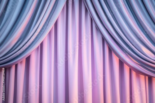 Wallpaper Mural Stage lights in soft lavender and silver hues illuminating a draped backdrop, creating a luxurious and calming effect, stage lights backdrop, luxurious lavender lighting Torontodigital.ca