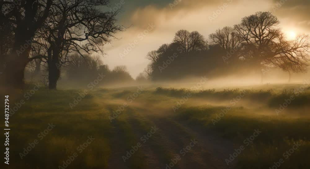 A fog on a mysterious haunted field 4k animation A fog on a mysterious haunted field 4k animation