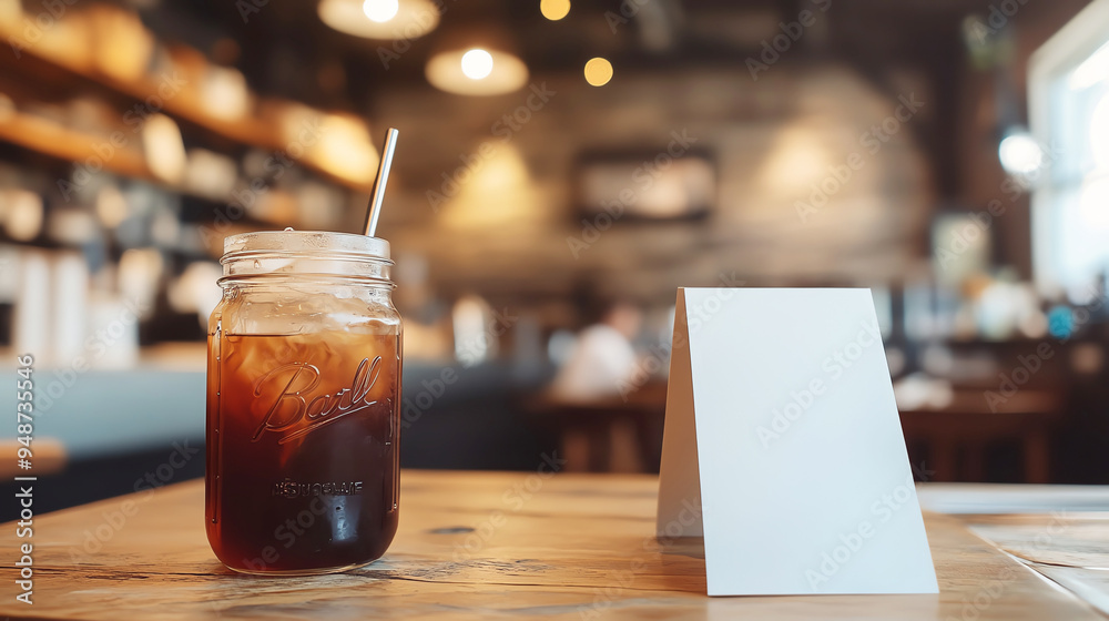 Close-up of a menu card listing specialty drinks