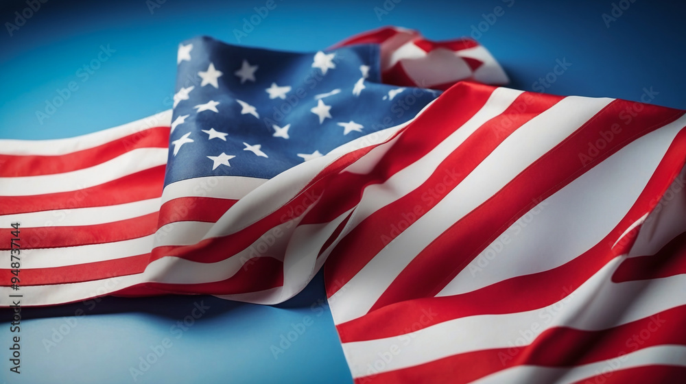 Obraz premium Labor Day Celebration American Flag On Blue Background