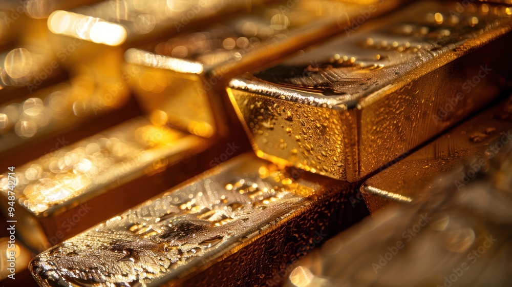 close up stack of gold bars, shiny wealth prosperity business investment mood close up stack of gold bars, shiny wealth prosperity business investment mood