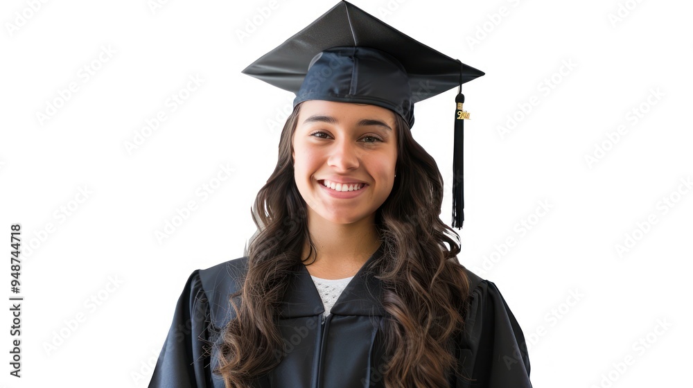 Confident smiling student in a graduation gown standing isolate on transparency background PNG Confident smiling student in a graduation gown standing isolate on transparency background PNG