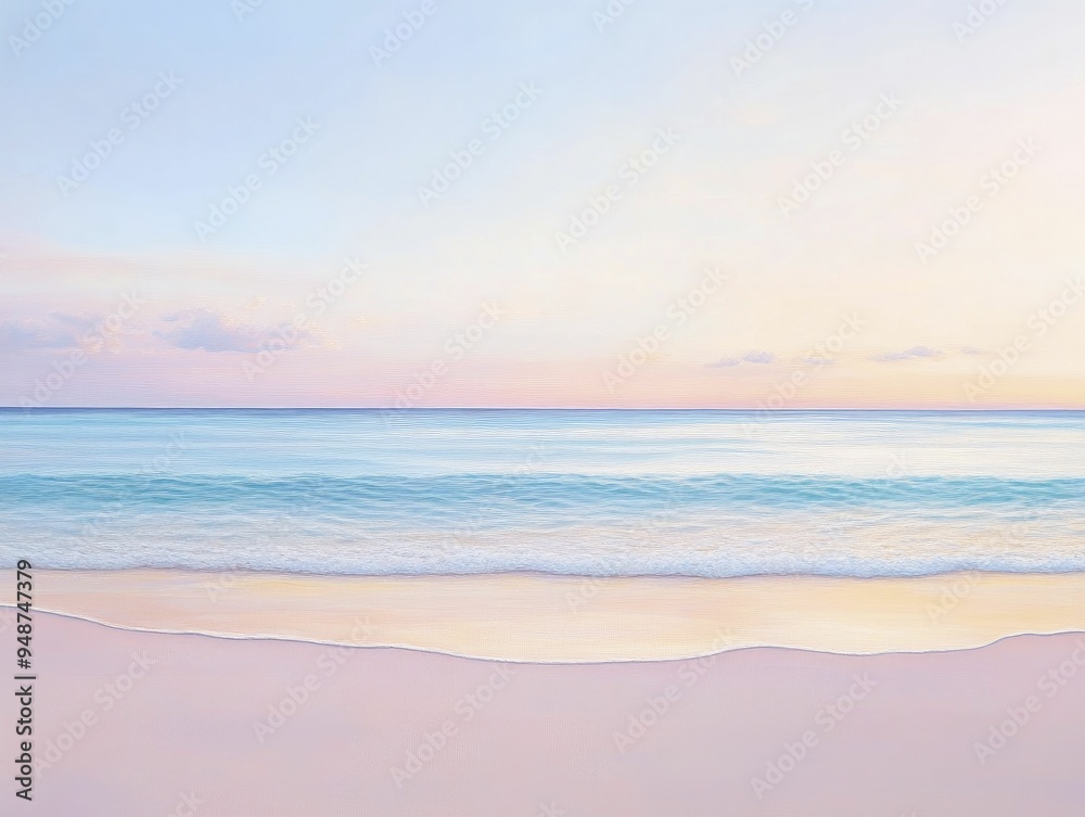 A soft pastel sunset casting a warm glow over a quiet beach, symbolizing serene love and tranquil moments A soft pastel sunset casting a warm glow over a quiet beach, symbolizing serene love and tranquil moments
