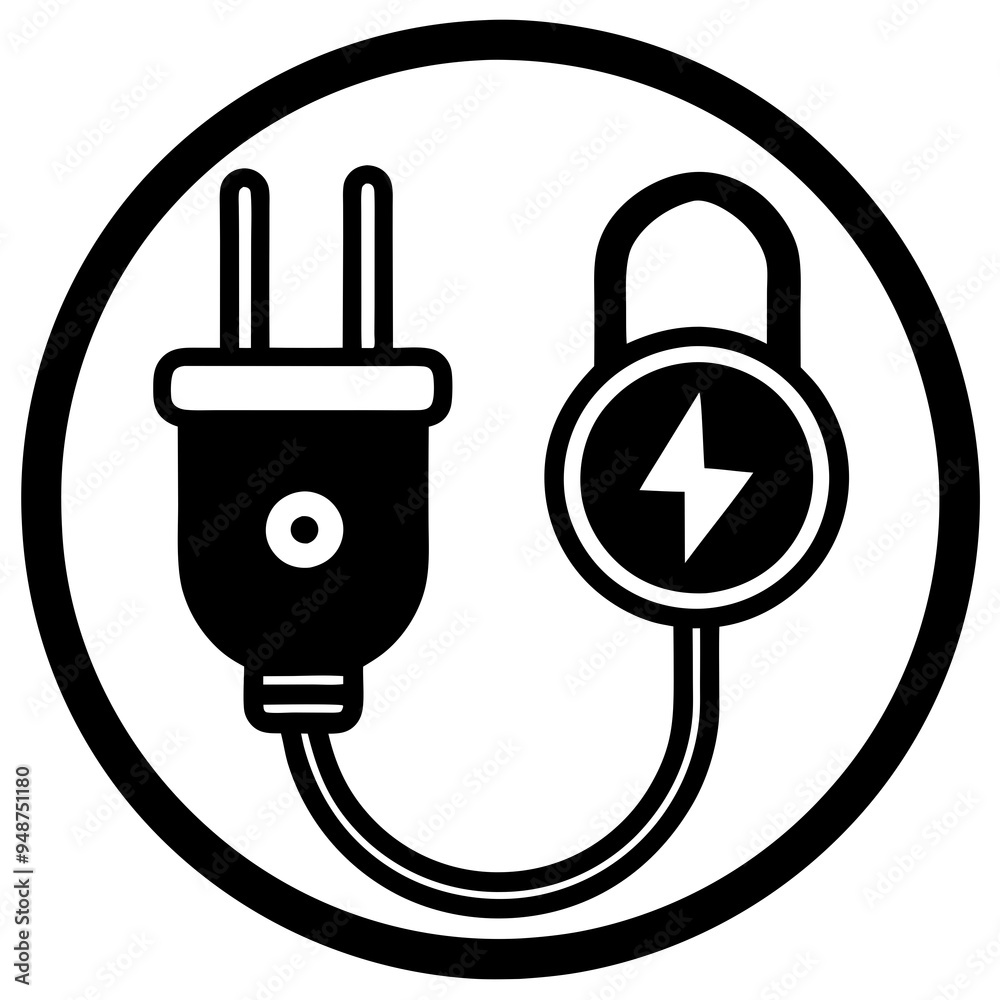Electric outlet and plug icon Silhouette Black Vector Electric outlet and plug icon Silhouette Black Vector