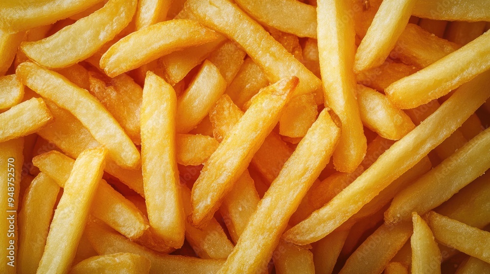 Close-up of crispy french fries. Perfect for showcasing fast food, restaurants, or snacking. Close-up of crispy french fries. Perfect for showcasing fast food, restaurants, or snacking.