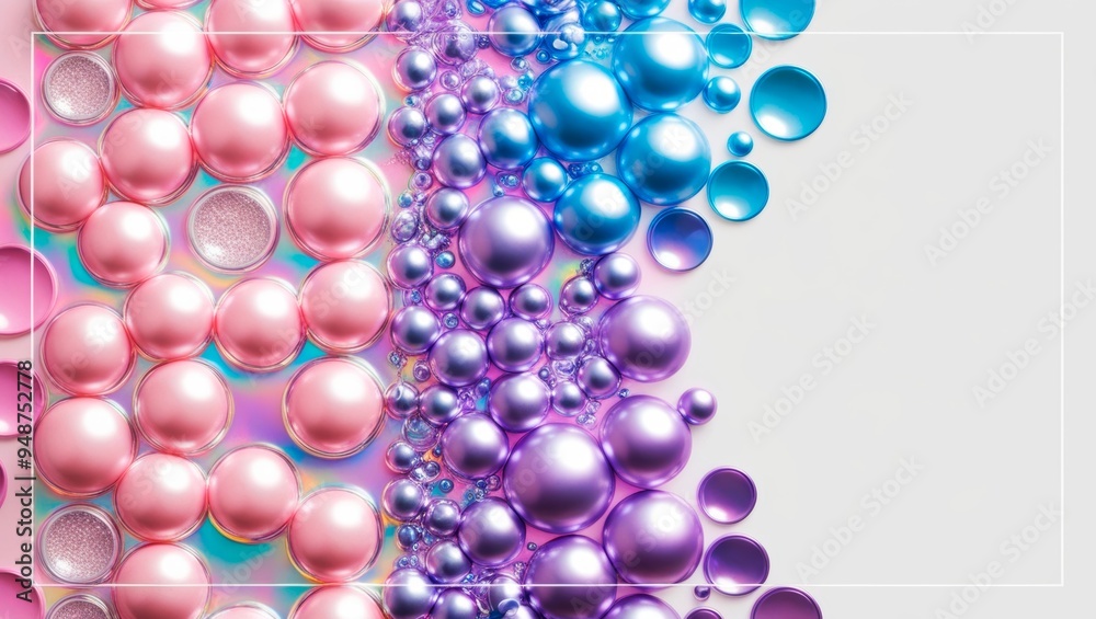 An abstract composition of clustered pink and blue spheres on a gradient background An abstract composition of clustered pink and blue spheres on a gradient background