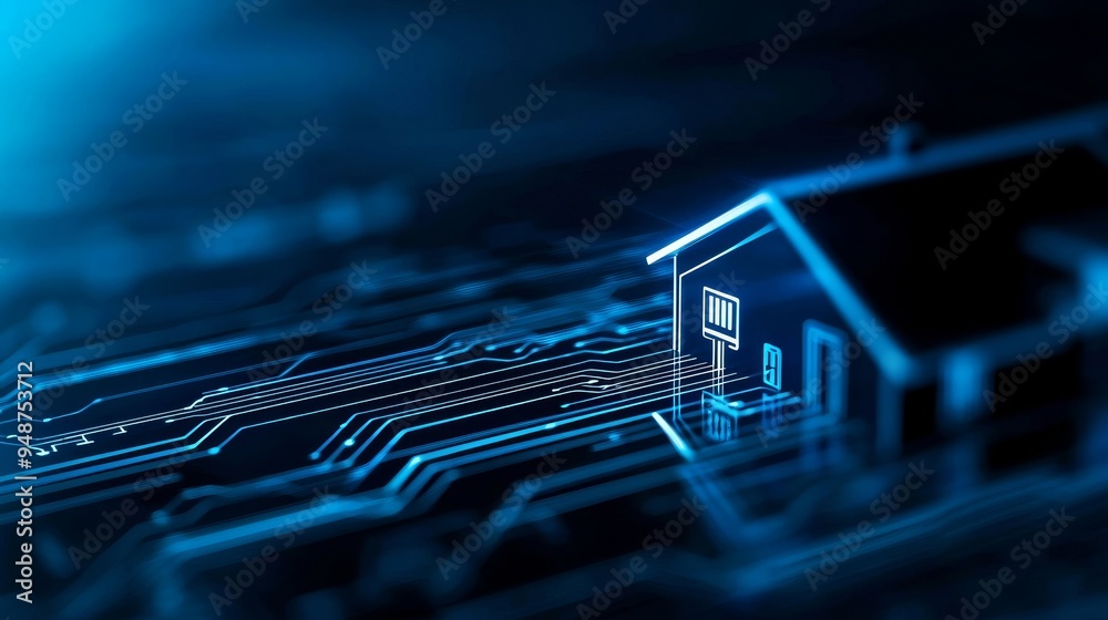 A smart city with interconnected devices, IoT sensors, and communication networks creating a seamless digital environment