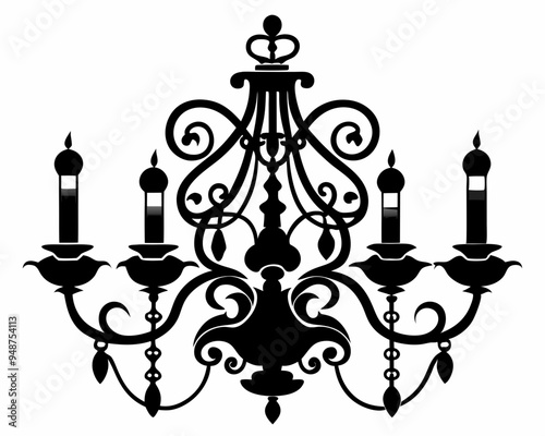 chandelier silhouette vector illustration, luxury, vintage, royal-type chandelier