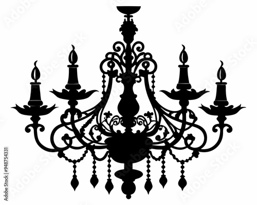 chandelier silhouette vector illustration, luxury, vintage, royal-type chandelier