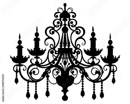 chandelier silhouette vector illustration, luxury, vintage, royal-type chandelier