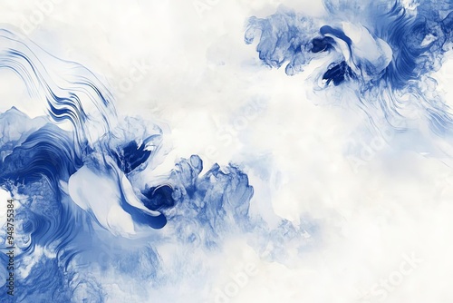 Minimalist poster featuring an abstract interpretation of traditional Chinese blue and white porcelain