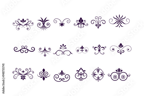 Elegant vintage decorative elements vector collection.