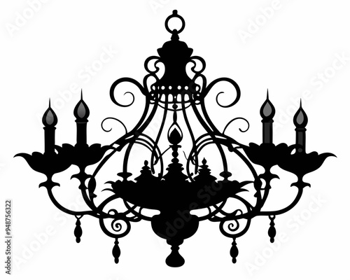 chandelier silhouette vector illustration, luxury, vintage, royal-type chandelier