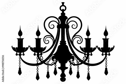 chandelier silhouette vector illustration, luxury, vintage, royal-type chandelier