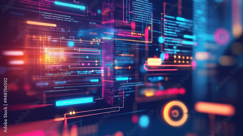 Abstract Digital Background with Neon Lights Abstract Digital Background with Neon Lights