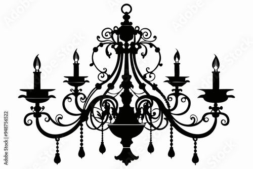 chandelier silhouette vector illustration, luxury, vintage, royal-type chandelier