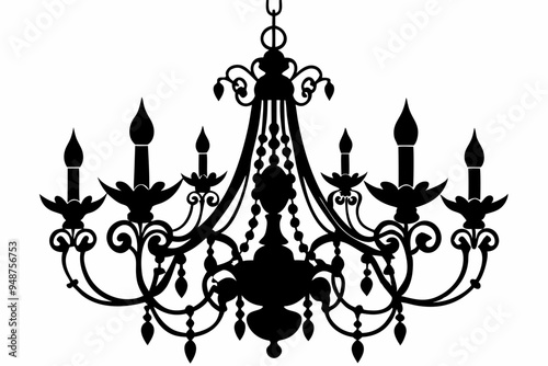 chandelier silhouette vector illustration, luxury, vintage, royal-type chandelier