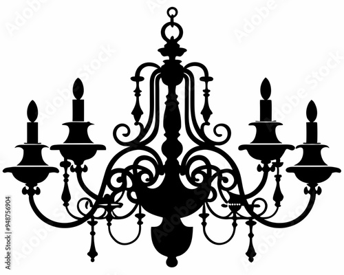 chandelier silhouette vector illustration, luxury, vintage, royal-type chandelier