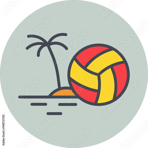 Beach Volleyball Vector Icon
