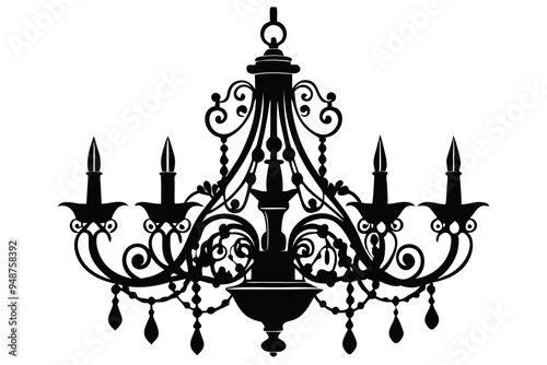 chandelier silhouette vector illustration, luxury, vintage, royal-type chandelier