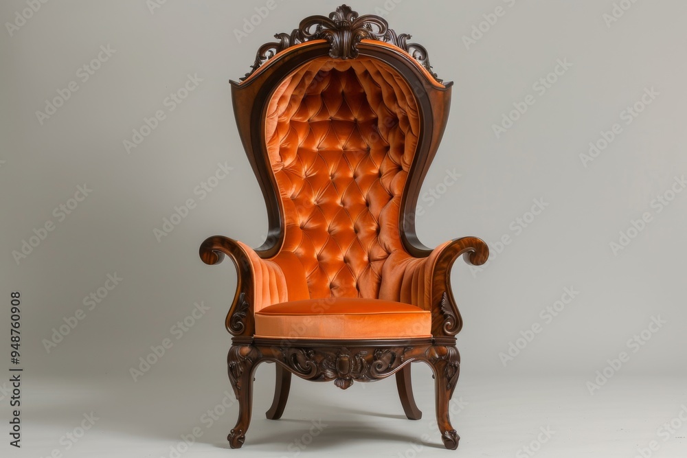 Elegant high-backed chair for royalty, AI generated Elegant high-backed chair for royalty, AI generated