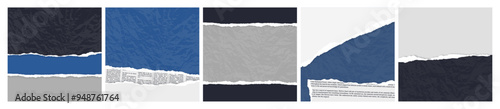 torn pages square backgrounds for social media designs blue dark