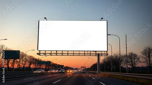 billboard on highway , advertising board in highway, blank white board isolated white background