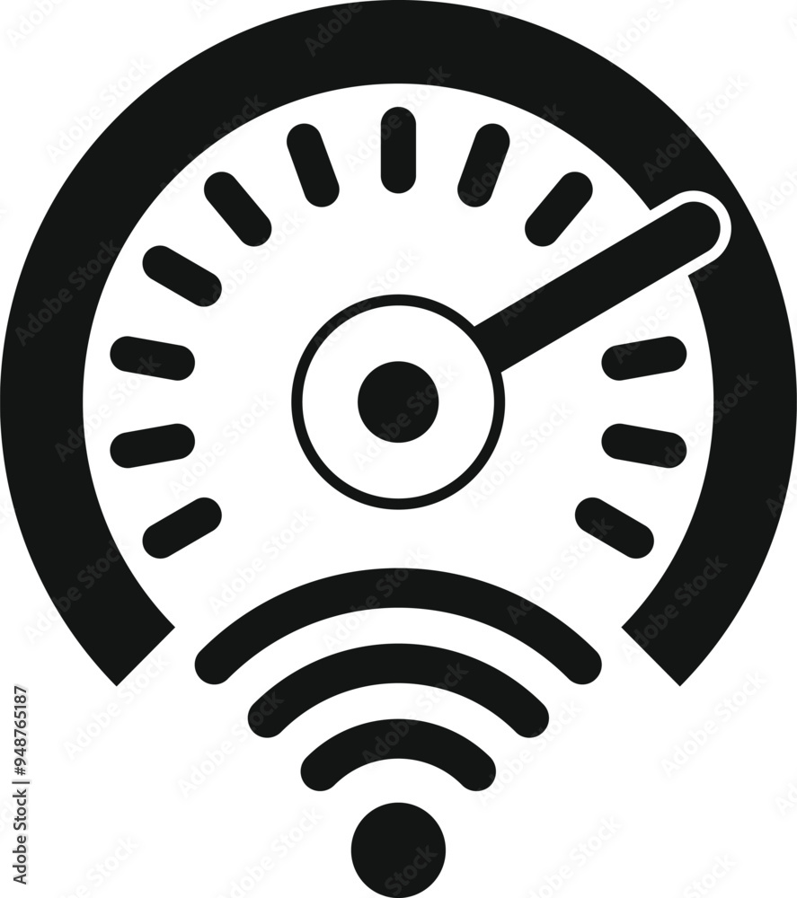 Black simple speedometer showing internet speed wifi icon vector Black simple speedometer showing internet speed wifi icon vector