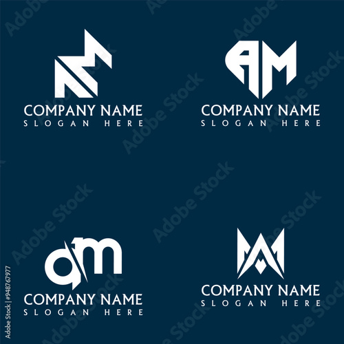 AM letter logo design set