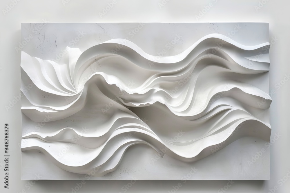 Contemporary 3D wall art piece with fluid shapes and dynamic lines Contemporary 3D wall art piece with fluid shapes and dynamic lines