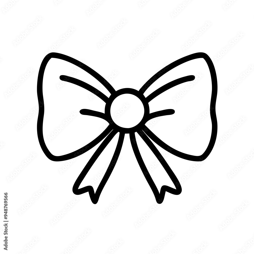 Decorative ribbon bow icon in black outline Decorative ribbon bow icon in black outline