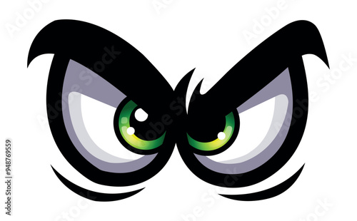 Funny crazy cartoon eyes vector graphic angry comic emotion car decal evil face sticker